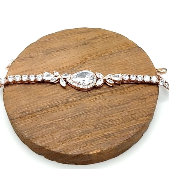 Fashion Tennis Bracelet Mixed Cut CZ Crystal Statement Piece Rose Gold NWOT - Picture 13 of 16